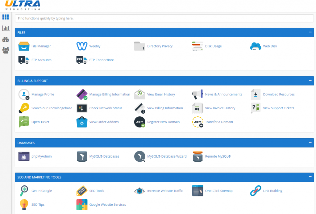 Ultra Hosting Control Panel